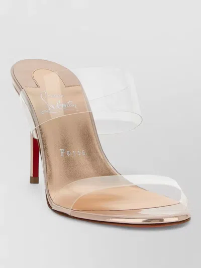 Christian Louboutin Signature Mules Open Back Transparent Straps In Neutral