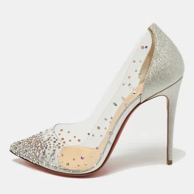 Pre-owned Christian Louboutin Silver Glitter And Pvc Degrastrass Pumps Size 38
