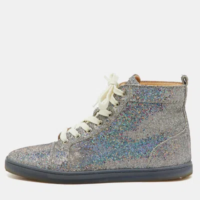 Pre-owned Christian Louboutin Silver Glitter Disco Ball Rantus Orlato High Top Sneakers Size 38.5