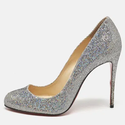 Pre-owned Christian Louboutin Silver Glitter Disco Dorissima Pumps Size 37.5