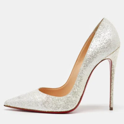 Pre-owned Christian Louboutin Silver Glitter Kate Pumps Size 40.5