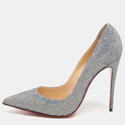 Pre-owned Christian Louboutin Silver Glitter Pigalle Follies Pumps Size 39.5