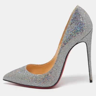 Pre-owned Christian Louboutin Silver Glitter Pigalle Follies Pumps Size 40.5