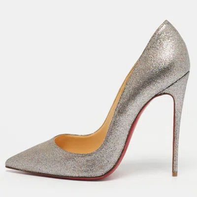 Pre-owned Christian Louboutin Silver Glitter So Kate Pumps Size 37.5