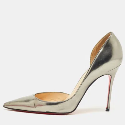 Pre-owned Christian Louboutin Silver Leather Iriza D'orsay Pumps Size 38.5