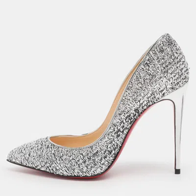 Pre-owned Christian Louboutin Silver Lurex Fabric Pigalle Follies Pointed Pumps Size 36