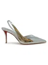 Christian Louboutin Silver Patent Leather Posticha 80 Pumps In Silver