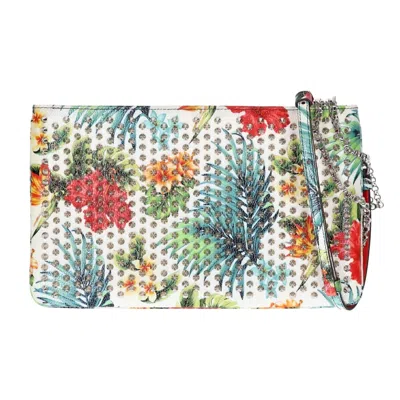 Pre-owned Christian Louboutin Silver White Leather Clutch Bag () In Silver, White