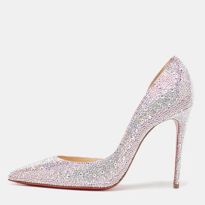 Pre-owned Christian Louboutin Silver/pink Glitter Iriza Pumps Size 38
