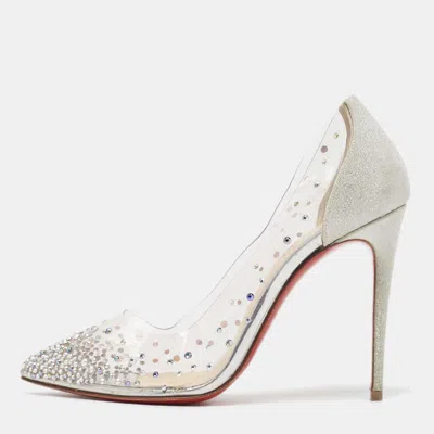 Pre-owned Christian Louboutin Silver/transperent Pvc And Glitter Degrastassista Pumps Size 36.5