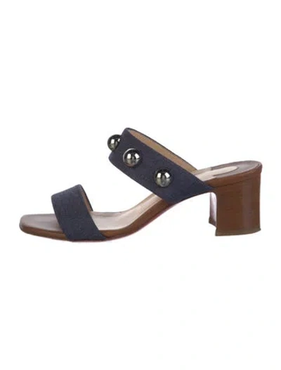 Pre-owned Christian Louboutin Simple Belle 55 Denim Slides In Blue