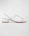 Christian Louboutin Simple Queenie Slide Sandal In Silver