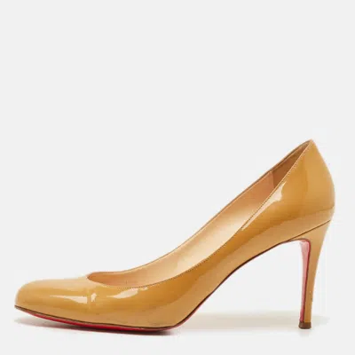 Pre-owned Christian Louboutin Simple Size 40 Beige Patent Leather Pumps In Sand