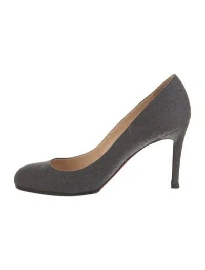 Pre-owned Christian Louboutin Simple Wool Pumps In Gray