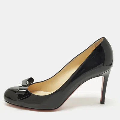 Pre-owned Christian Louboutin Simplenodo Size 37 Black Patent Leather Bow Pumps