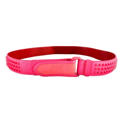 Pre-owned Christian Louboutin Size 38 Pink Red Studded Leather Belt