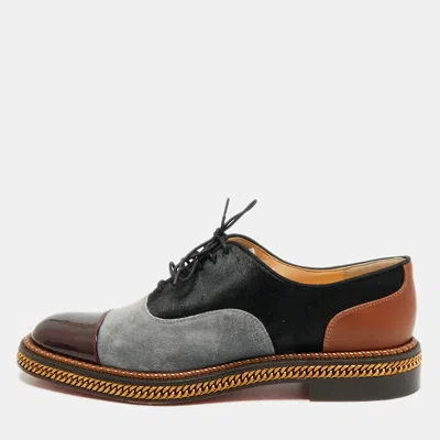 Pre-owned Christian Louboutin Size 39.5 Multicolor Calf Hair And Patent Leather Oxfords