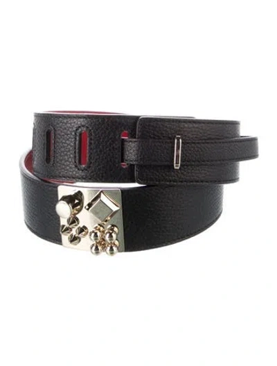 Pre-owned Christian Louboutin Skinny Leather Belt In Black
