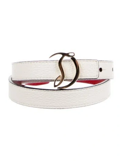 Pre-owned Christian Louboutin Skinny Leather Belt In Neutrals