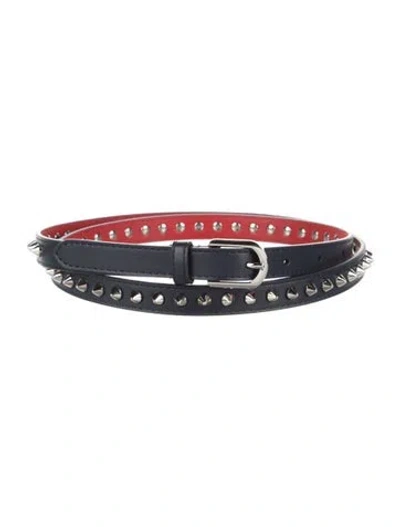 Pre-owned Christian Louboutin Skinny Leather Belt W/ Tags In Blue