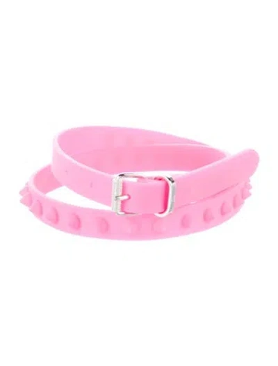 Pre-owned Christian Louboutin Skinny Rubber Belt In Pink