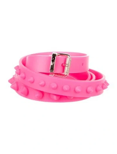 Pre-owned Christian Louboutin Skinny Rubber Belt W/ Tags In Pink