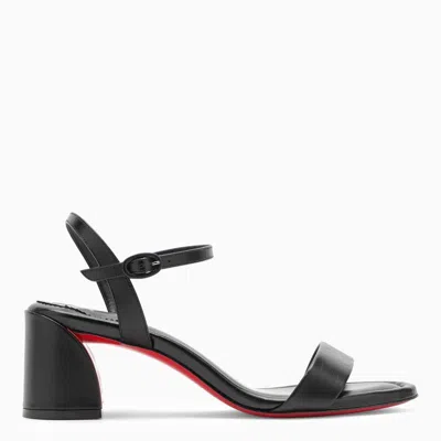 CHRISTIAN LOUBOUTIN SLEEK BLACK LEATHER SANDALS FOR WOMEN WITH ADJUSTABLE STRAP AND CONTRASTING RED SOLE