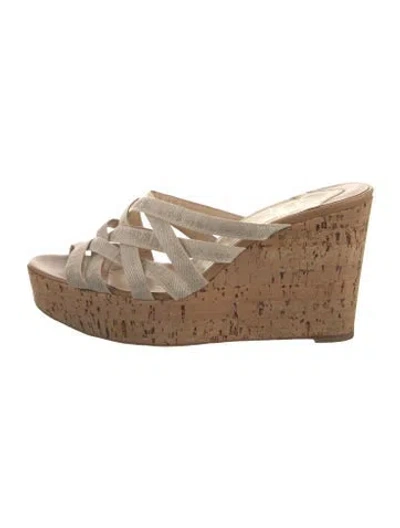 Pre-owned Christian Louboutin Slides In Neutral