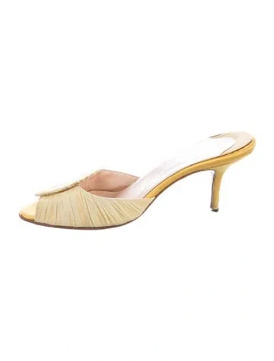 Pre-owned Christian Louboutin Slides In Yellow
