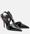 Christian Louboutin Slingyzip 100 Leather Slingback Pumps In Black