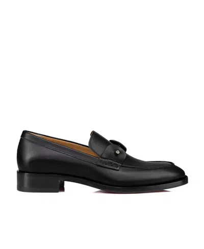Christian Louboutin Mens Black Chambellis Brand-monogram Leather Derby Shoes