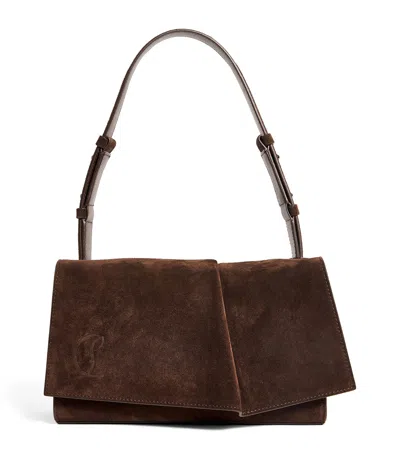 Christian Louboutin Small Baggy Suede Shoulder Bag In Brown
