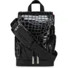 Christian Louboutin Small Explorafunk Croc Embossed Leather Backpack In Black/ Black