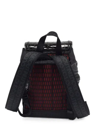 Pre-owned Christian Louboutin Small Explorafunk Crocodile-effect Backpack In Black