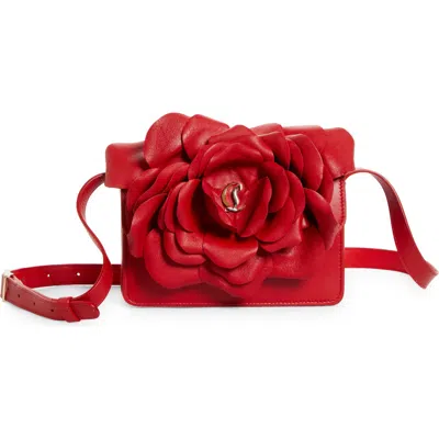 CHRISTIAN LOUBOUTIN CHRISTIAN LOUBOUTIN SMALL LOUBI54 3D ROSE LEATHER CROSSBODY BAG