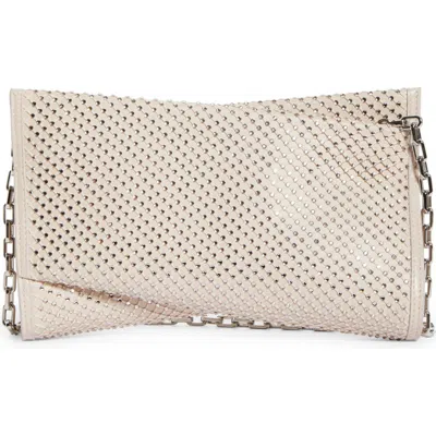 Christian Louboutin Small Loubitwist Crystal Mesh Leather Clutch In Neutral