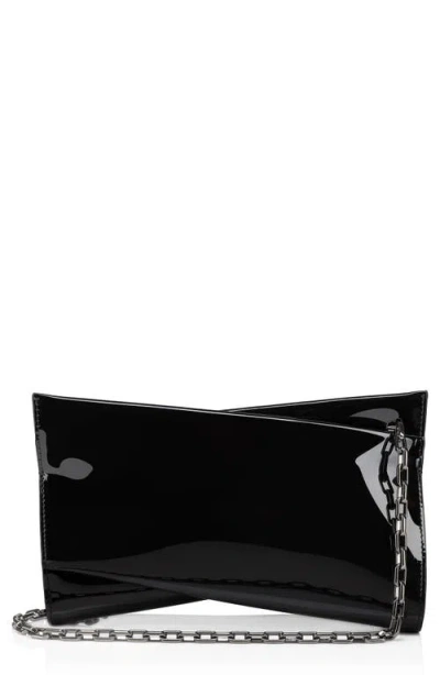 Christian Louboutin Small Loubitwist Patent Leather Clutch In Black