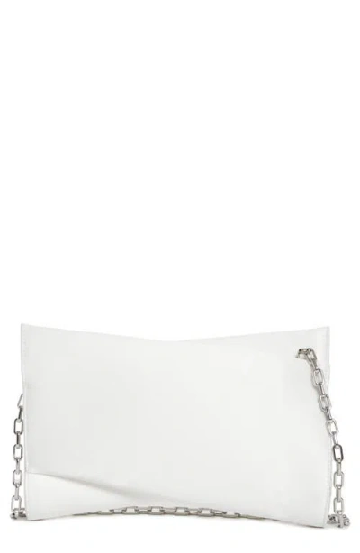 Christian Louboutin Small Loubitwist Silk Satin Clutch In Bianco