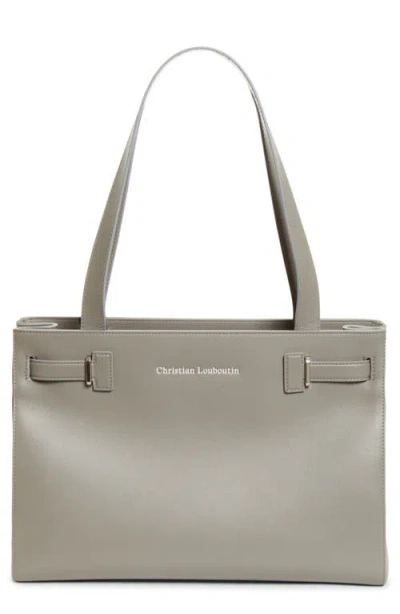Christian Louboutin Small Tactical Leather East/west Tote In Gray