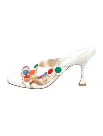 Pre-owned Christian Louboutin Smarta 85 Leather Slides In White
