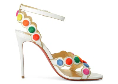 Pre-owned Christian Louboutin Smartissima 100 White Leather Strappy Sandal (women's) Sneakers In Mekong