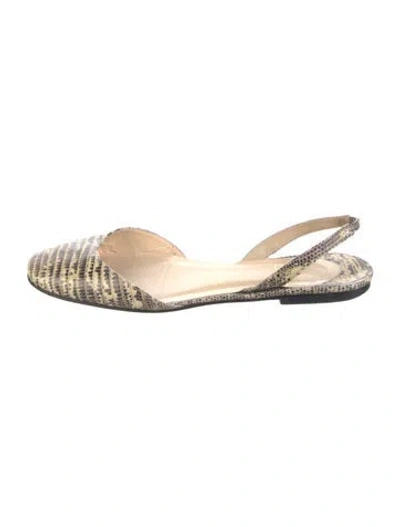 Pre-owned Christian Louboutin Snakeskin Animal Print Flats In Brown