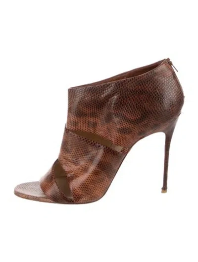 Pre-owned Christian Louboutin Snakeskin Animal Print Gladiator Sandals In Neutral