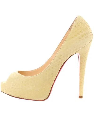 Christian Louboutin Snakeskin Leather Vendome 120 Pump (authentic Pre-loved) In Gold