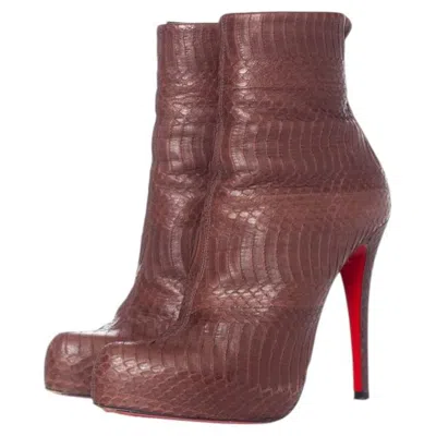 Pre-owned Christian Louboutin , Snakeskin Platform Boots In Brown