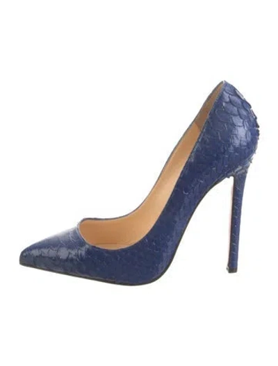 Pre-owned Christian Louboutin Snakeskin Pumps In Blue
