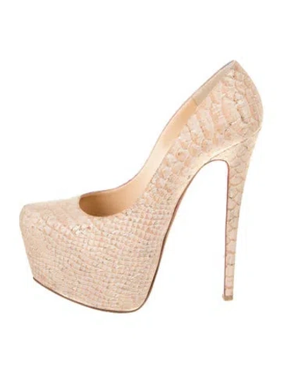 Pre-owned Christian Louboutin Snakeskin Pumps In Neutral