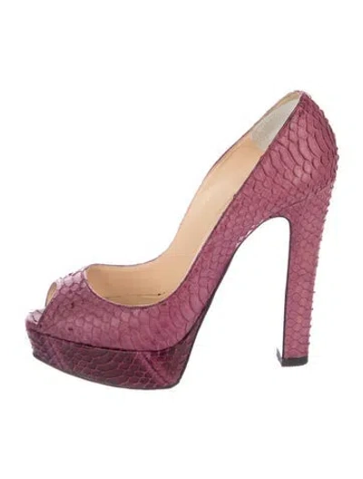 Pre-owned Christian Louboutin Snakeskin Pumps In Purple