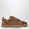 Christian Louboutin Louis Junior Suede Sneakers With Eyelet Detailing In Brown