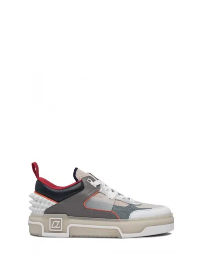 Christian Louboutin Panelled Sneakers With Spiked Heel Detail In Gray